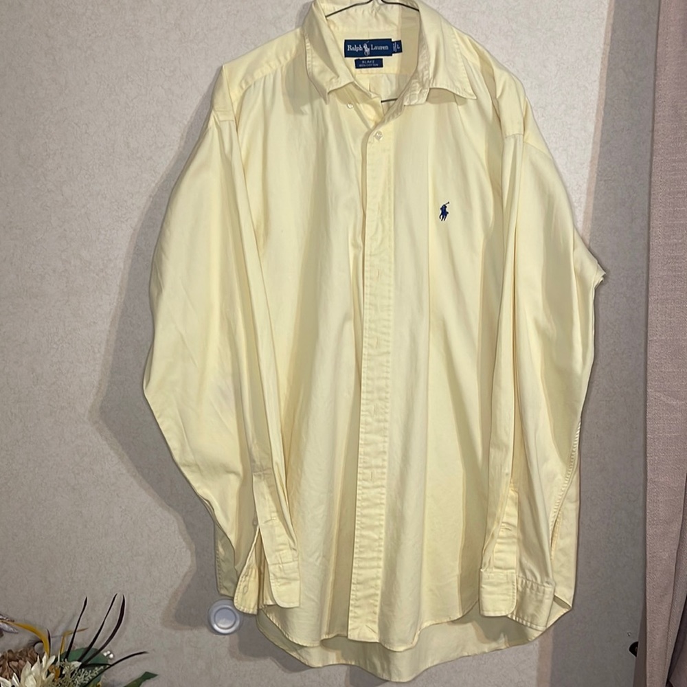 RL soft yellow solid shirt Large